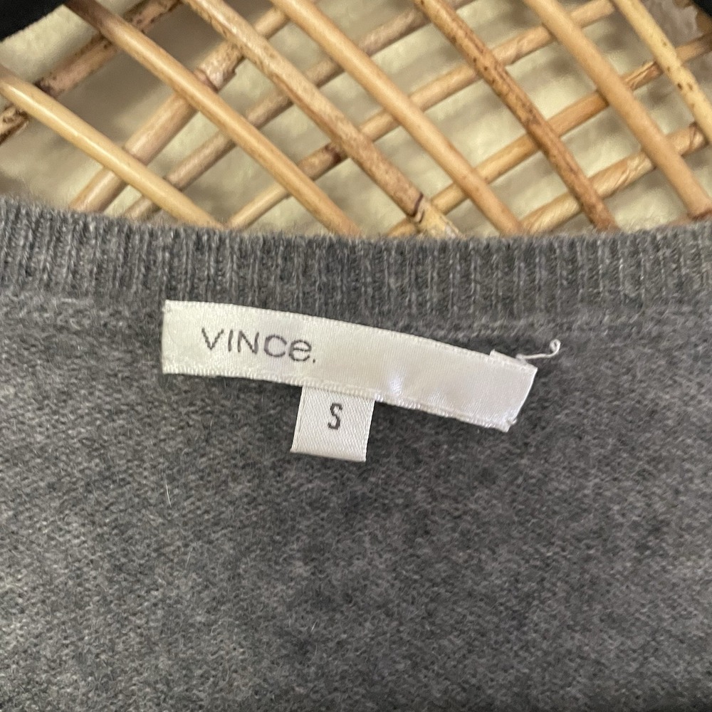 Vince 100% Cashmere Babydoll Long Sleeve‎ Sweater Dress Y2K Phoebe Gray Sz S B27 - Picture 6 of 12